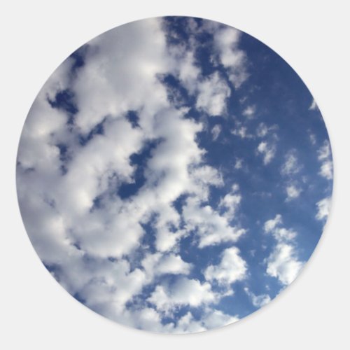 Puffy Clouds On Blue Sky Classic Round Sticker