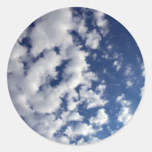 Puffy Clouds On Blue Sky Classic Round Sticker