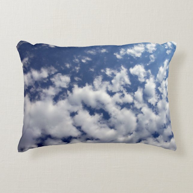 Puffy Clouds On Blue Sky Decorative Pillow (Front)