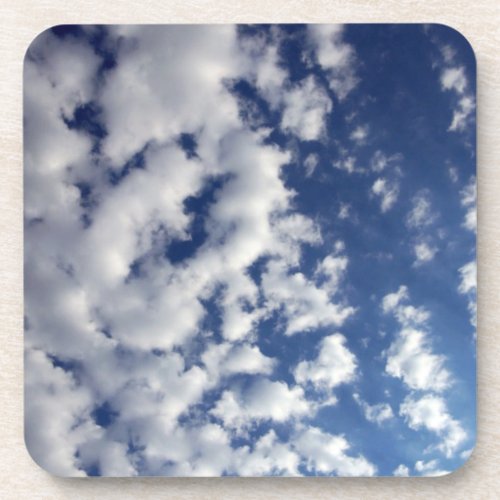 Puffy Clouds On Blue Sky Drink Coaster