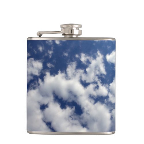 Puffy Clouds On Blue Sky Flask