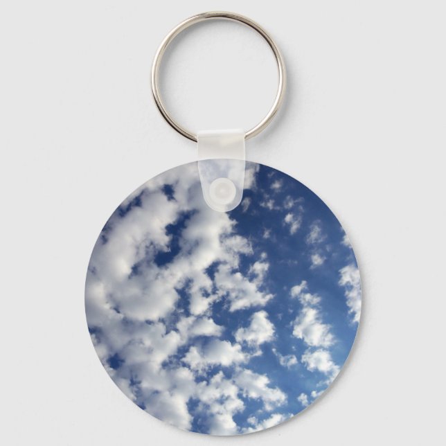 Puffy Clouds On Blue Sky Keychain (Front)