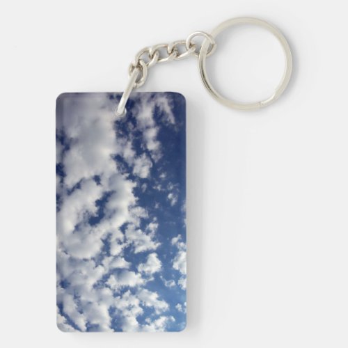 Puffy Clouds On Blue Sky Keychain