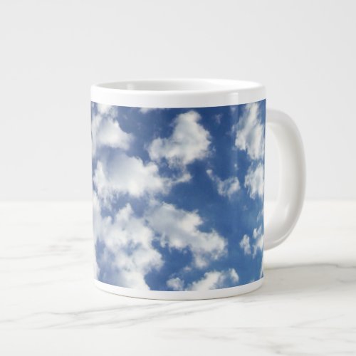 Puffy Clouds On Blue Sky Large Coffee Mug