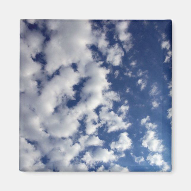 Puffy Clouds On Blue Sky Magnet (Front)
