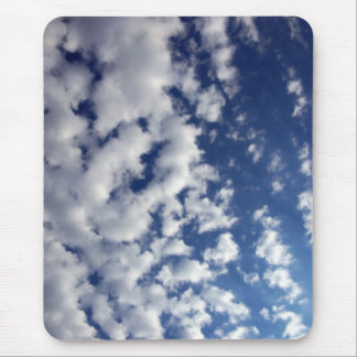 Puffy Clouds On Blue Sky Mouse Pad