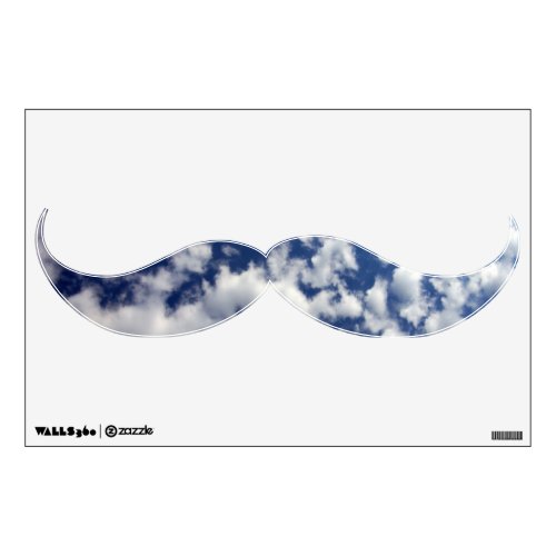 Puffy Clouds On Blue Sky Mustache Wall Decal