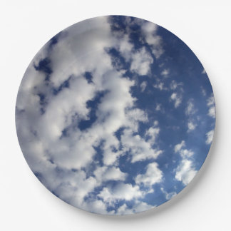 Puffy Clouds On Blue Sky Paper Plates
