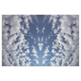 Puffy Clouds On Blue Sky Photo Fabric