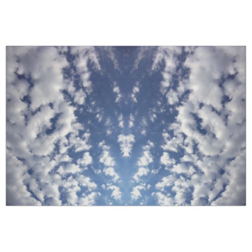 Puffy Clouds On Blue Sky Photo Fabric