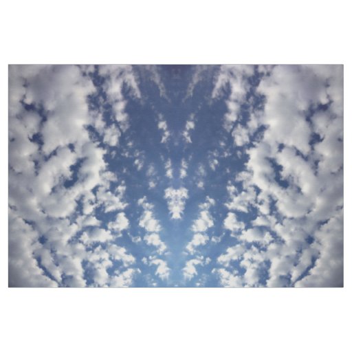 Puffy Clouds On Blue Sky Photo Fabric