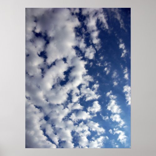 Puffy Clouds On Blue Sky Poster