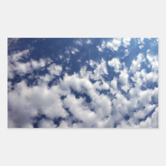 Puffy Clouds On Blue Sky Rectangular Sticker