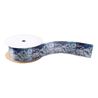 Puffy Clouds On Blue Sky Satin Ribbon