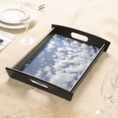 Puffy Clouds On Blue Sky Serving Tray