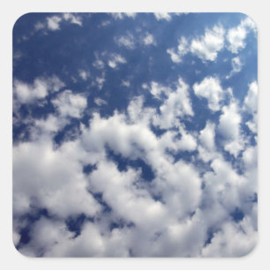 Puffy Clouds On Blue Sky Square Sticker