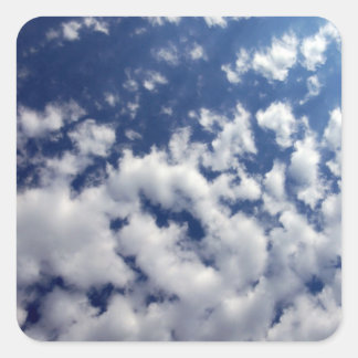Puffy Clouds On Blue Sky Square Sticker