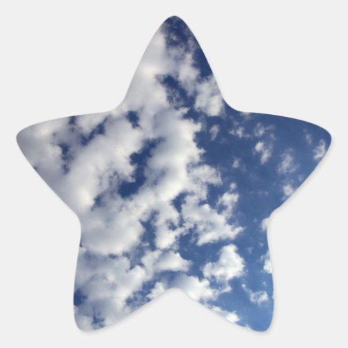 Puffy Clouds On Blue Sky Star Sticker