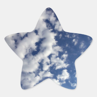 Puffy Clouds On Blue Sky Star Sticker