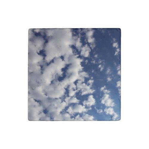 Puffy Clouds On Blue Sky Stone Magnet