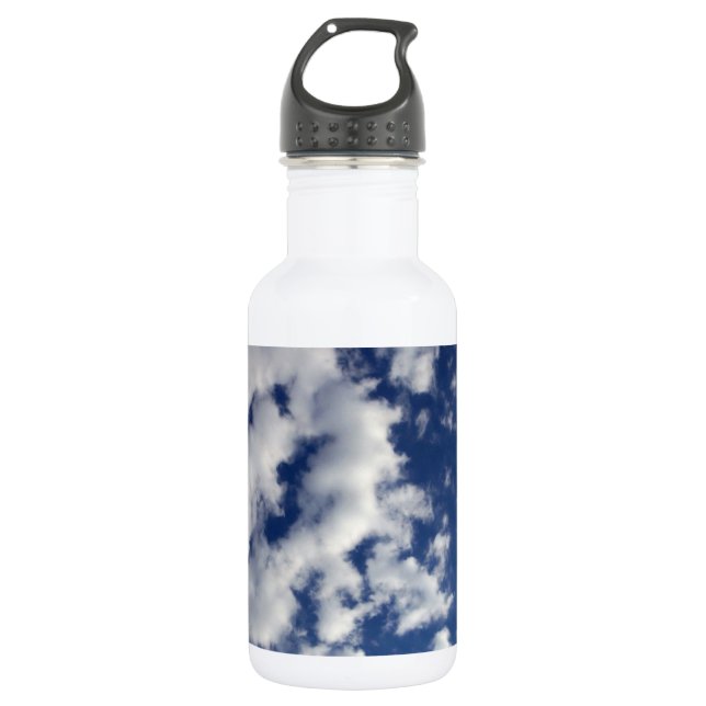 Puffy Clouds On Blue Sky Water Bottle (Front)