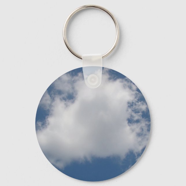 Puffy Cumulus Clouds in Blue Sky Keychain (Front)