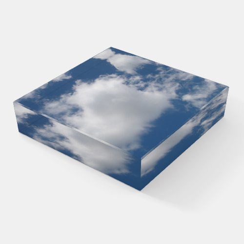 Puffy Cumulus Clouds in Blue Sky Paperweight