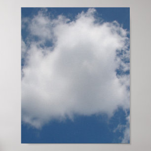 Puffy Cumulus Clouds in Blue Sky Poster