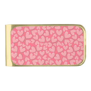 Puffy Hearts Gold Finish Money Clip