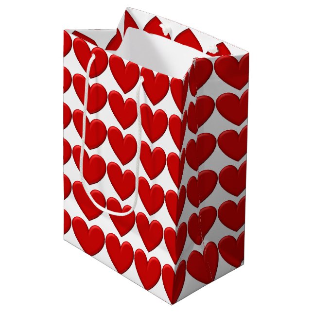 Puffy Hearts Medium Gift Bag (Front Angled)