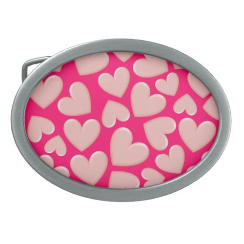Puffy Hearts Oval Belt Buckle