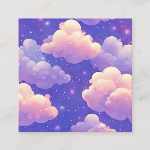 Puffy Sea Clouds Cartoon Background Planner Square Business Card