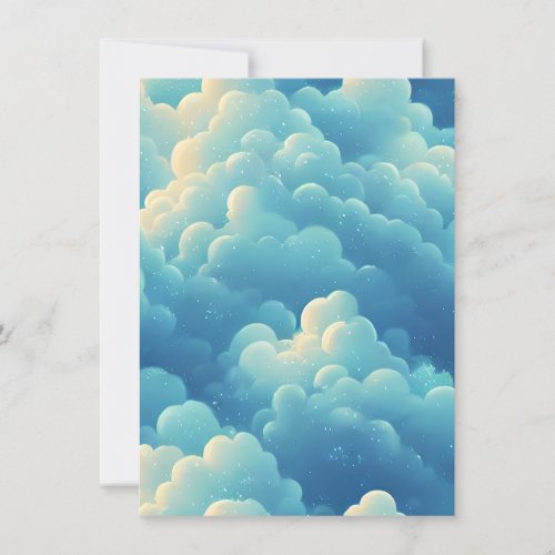 Puffy Sea Clouds Cartoon Background Thank You Card