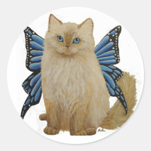 Puffy, the Butterfly Fairy cat Classic Round Sticker