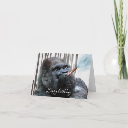 Puffy the Gorilla Cigar Smoker Birthday Card