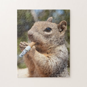 Puffy the Squirrel Cigarette Smoking Smoker Funny Jigsaw Puzzle