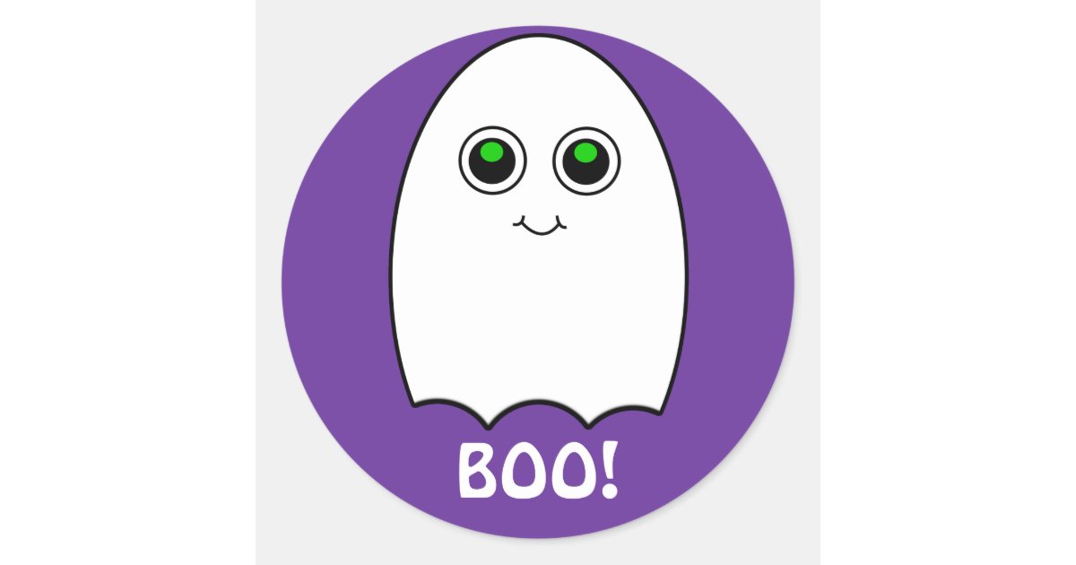 Puffy Toon Ghost Boo Halloween Sticker | Zazzle