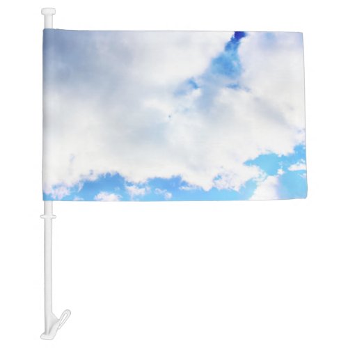 Puffy White Clouds and Blue Sky Car Flag