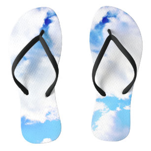 Puffy White Clouds and Blue Sky Flip Flops