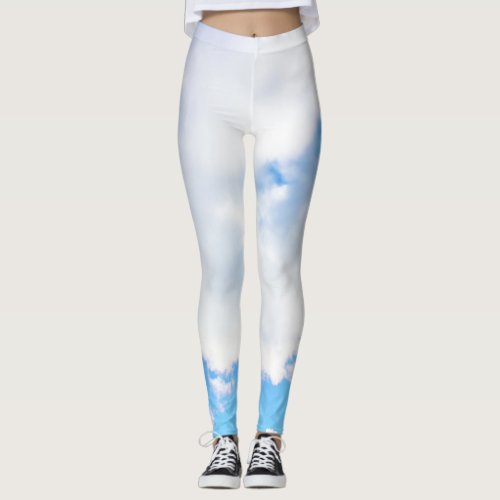 Puffy White Clouds and Blue Sky Leggings