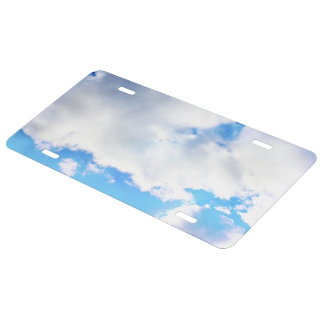 Puffy White Clouds and Blue Sky License Plate | Zazzle