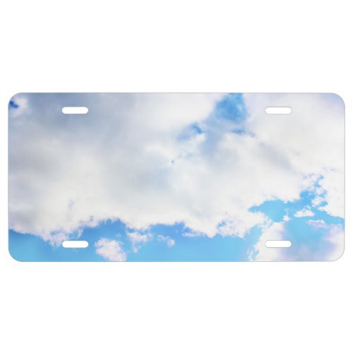 Puffy White Clouds and Blue Sky License Plate