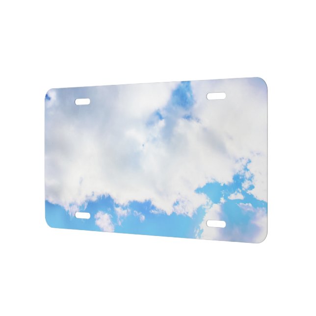 Puffy White Clouds and Blue Sky License Plate | Zazzle