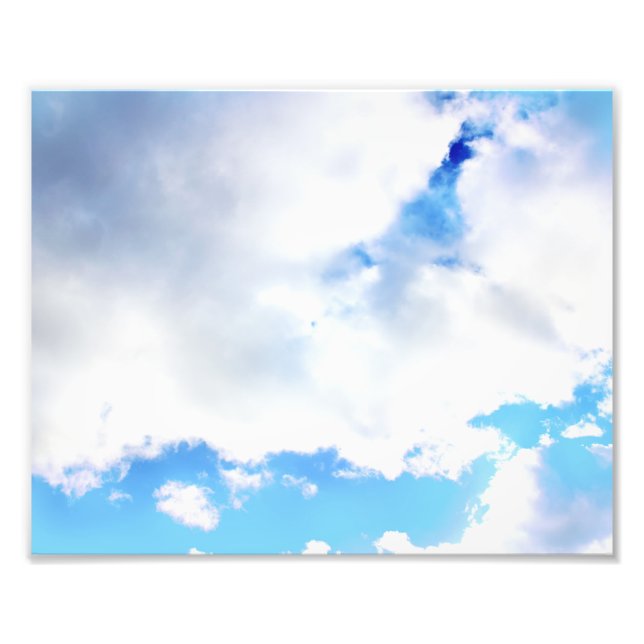 Puffy White Clouds and Blue Sky Photo Print (Front)