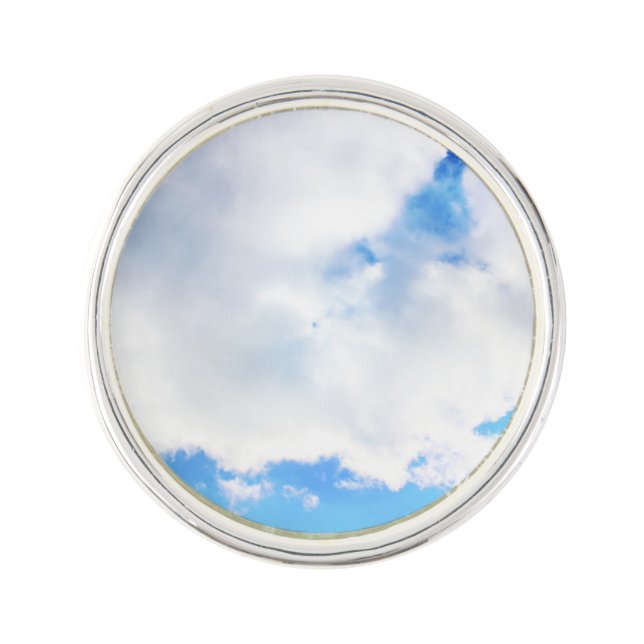 Puffy White Clouds and Blue Sky Pin (Front)