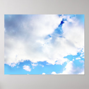 Puffy White Clouds and Blue Sky Poster