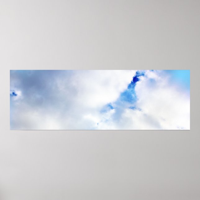 Puffy White Clouds and Blue Sky Poster (Front)