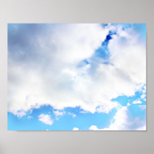 Puffy White Clouds and Blue Sky Poster