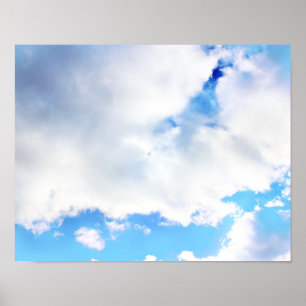 Puffy White Clouds and Blue Sky Poster