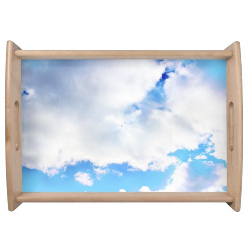 Puffy White Clouds and Blue Sky Serving Tray